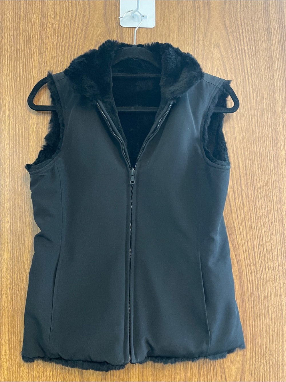 Andrew Marc Black Reversible Real Fur Sleeveless Vest